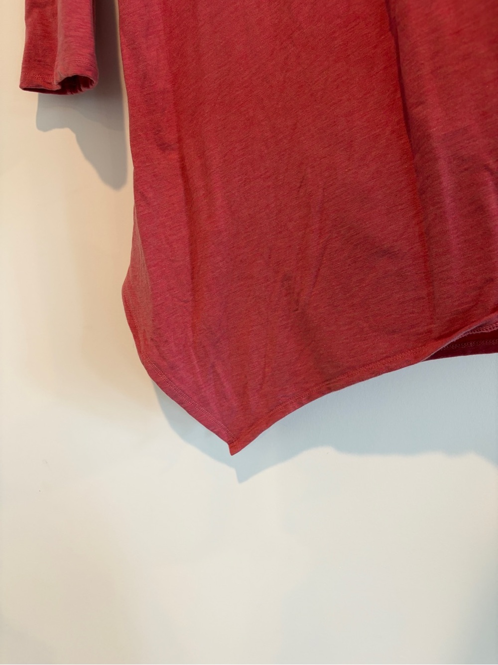 Garnet Hill Tencel Lyocell Sharkbite Hem V-Neck Tunic Top Coral Pink XL - Picture 5 of 8